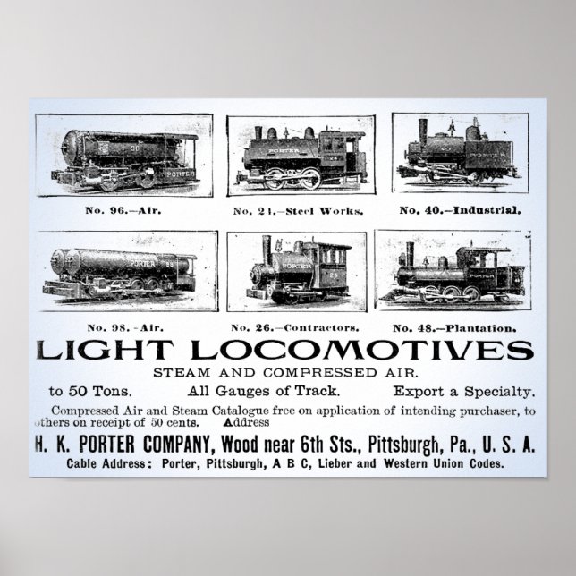 H K Porter & Co.Light Locomotives Poster (Framsidan)