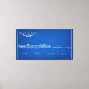 H. L. Hunley - Frakt Blueprint Plans ABD Canvastryck