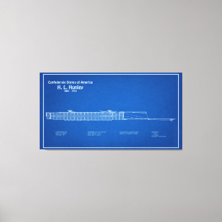 H. L. Hunley - Frakt Blueprint Plans ABD Canvastryck