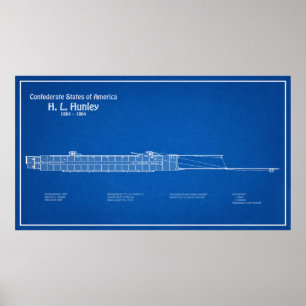 H. L. Hunley - Frakt Blueprint Plans ABD Poster