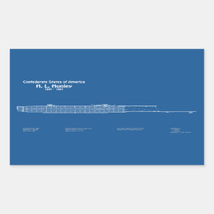 H. L. Hunley - Frakt Blueprint Plans ABD Rektangulärt Klistermärke