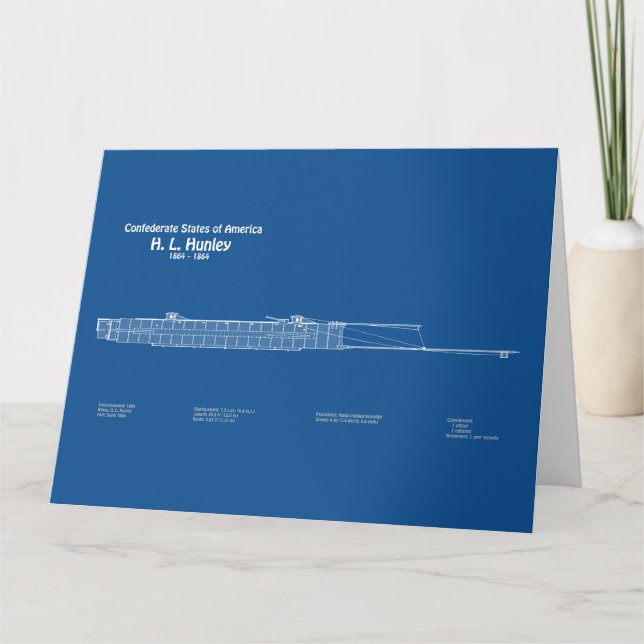 H. L. Hunley - Frakt Blueprint Plans ABD Tack Kort (Framsida)