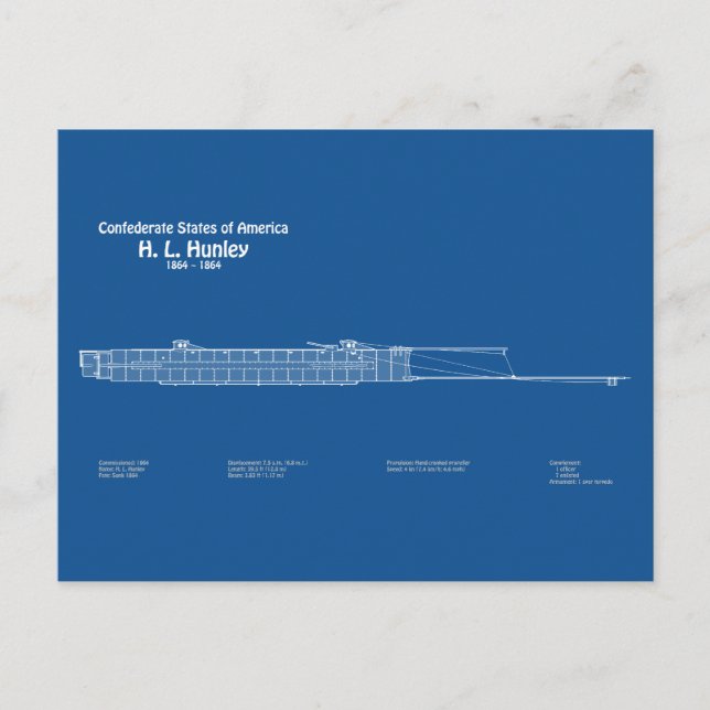 H. L. Hunley - Frakt Blueprint Plans ABD Vykort (Framsida)