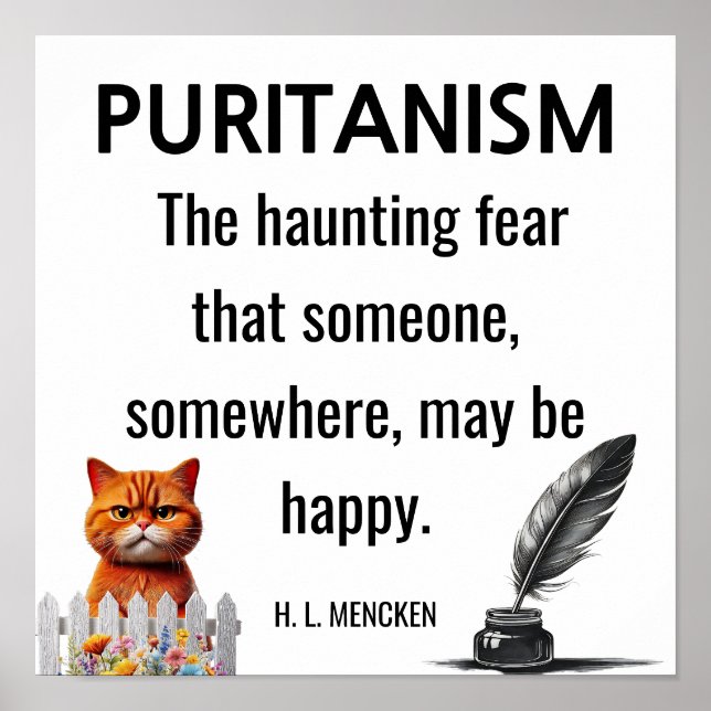 H. L. Mecnken citat Puritanism Poster (Framsidan)