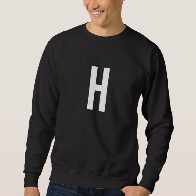 H Letter Number Symbol Alphabet Initial Premium Lång Ärmad Tröja (Framsida)