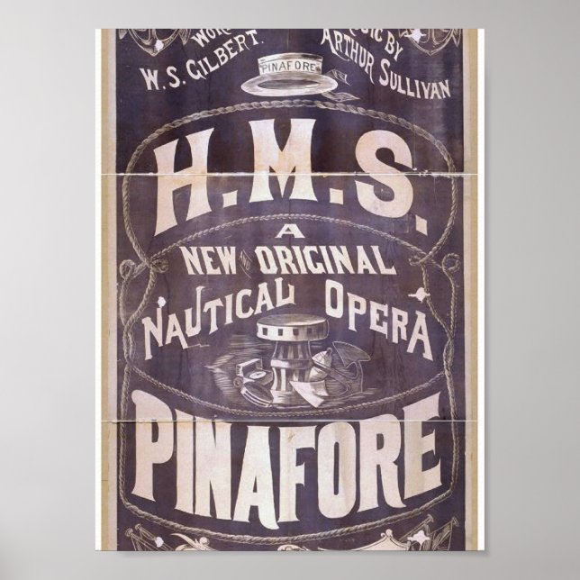 H.M.S. PinaFOR, 'Nautical Opera' Retro Theater Poster (Framsidan)