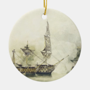H.M.S. Victory at the Battle of Trafalgar, 1805, ( Julgransprydnad Keramik