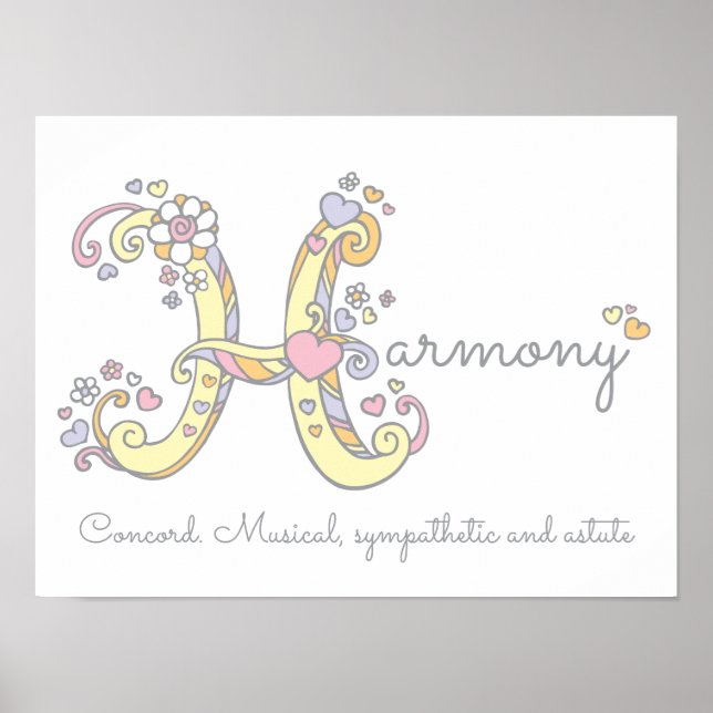 H monogram art Harmony Flickor i namn poster (Framsidan)
