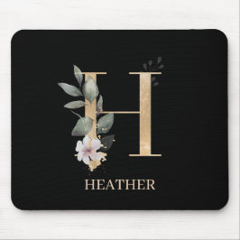 H Monogram Blommigt Personlig med musknapp Musmatta