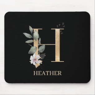H Monogram Blommigt Personlig med musknapp Musmatta