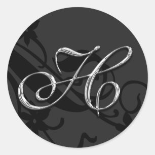 H Monogram Brev Bröllop kuvertförslutningsmärke Runt Klistermärke