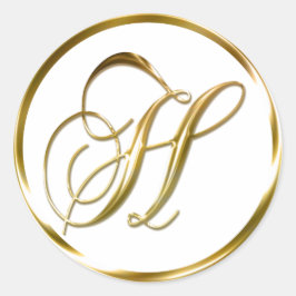 H Monogram faux Guld kuvert eller favoritförseglin Runt Klistermärke