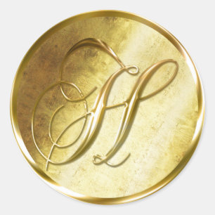 H Monogram Faux Guld-kuvertförslutningsfästen Runt Klistermärke