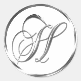 H Monogram faux Silver kuvert eller favoritförsegl Runt Klistermärke