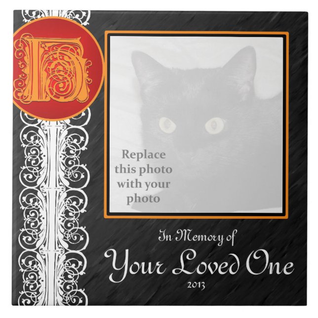 H Monogram "In Memory of Your Loved One" Tile Kakelplatta (Framsidan)