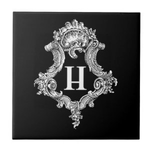H Monogram initial Kakelplatta