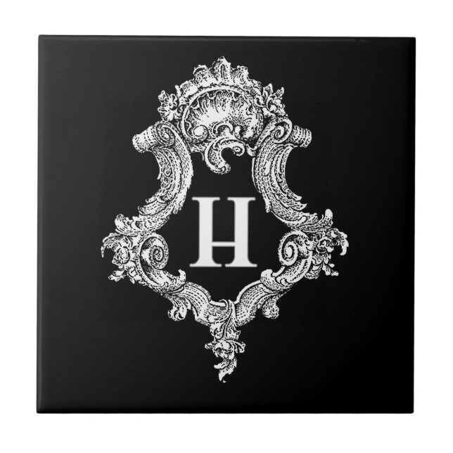 H Monogram initial Kakelplatta (Framsidan)