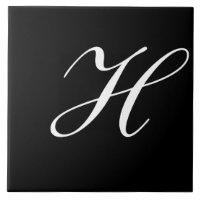 H Monogram inledande vit på svart