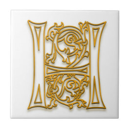 H Monogram "Irish Guld" Ceramic Tile Kakelplatta
