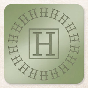 H Monogram Ljust grönt kvadrat Underlägg Underlägg Papper Kvadrat
