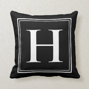 H Monogram-mallens Elegant Modern svart vit Kudde