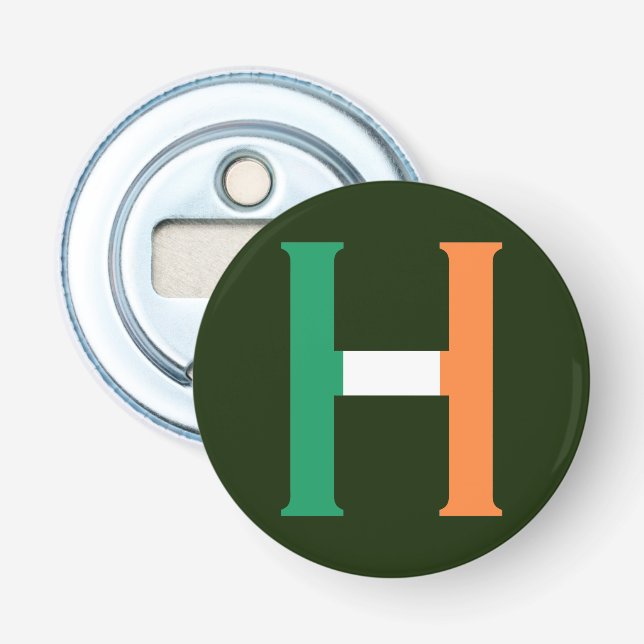 H Monogram överlagt på iriska Flagga Flasköppnare (Framsidan)
