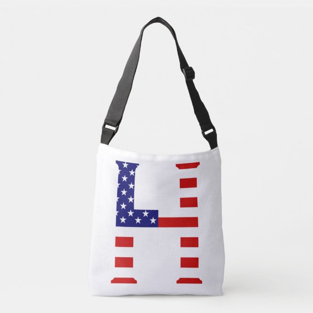 H Monogram överlagt på USA flagga-burk Axelväska (Framsida)