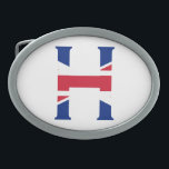 H Monogram övertäckt av Union Jack Flagga BBC<br><div class="desc">H Monogram överbelagd på unionens Jack Bälte Buckle Design © Trinkets and Sak 2017 - AHP Design. Alla Höger reserverade. 030417</div>