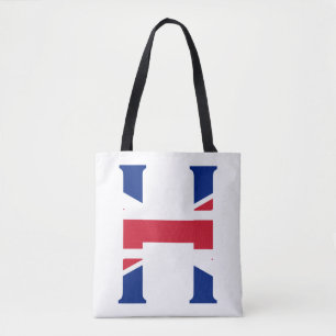 H Monogram övertäckt på Union Jack Flagga-statione Tygkasse