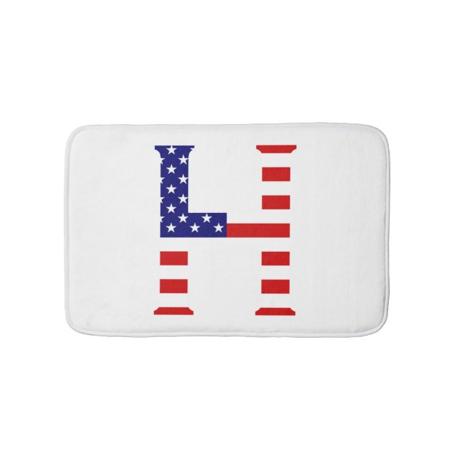 H Monogram täckt över USA flagga Badrumsmatta (Framsidan)
