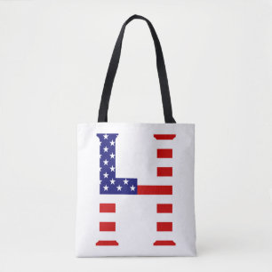 H Monogram täckt över USA-flaggstaten Tygkasse