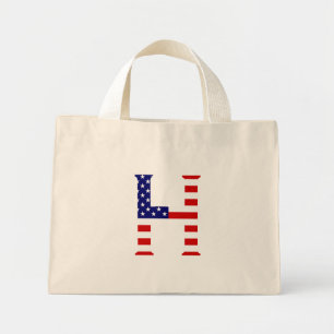 H Monogram täckt över USA-flaggstecken Mini Tygkasse