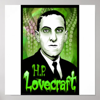 H.P. Lovecraft porträtt (grönt) Poster