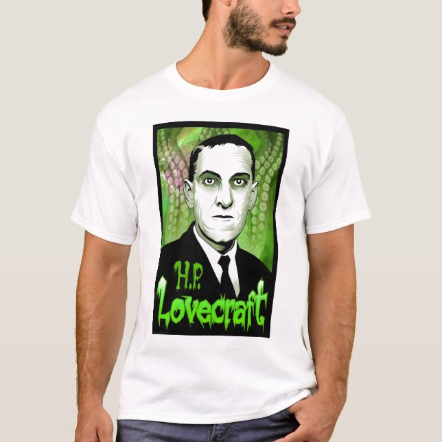 H.P. Lovecraft porträtt (grönt) T Shirt (Framsida)