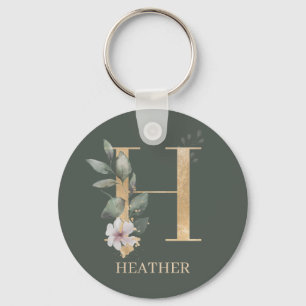 H Personlig för Monogram-Blommigt Nyckelring