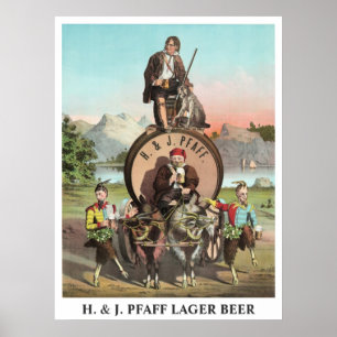 H. & redigerbar titel för J. Pfaff Lager öl Poster