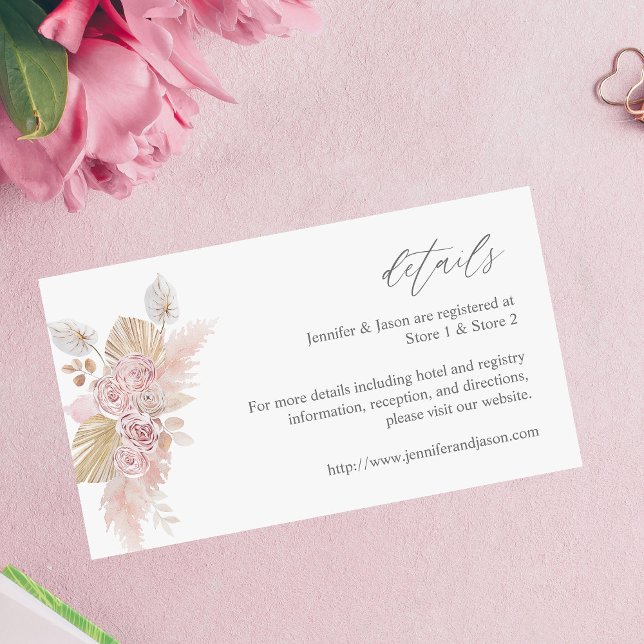 H Rosa Boho Blommigt SM-höljeskort 2 Tilläggskort (Skapare uppladdad)