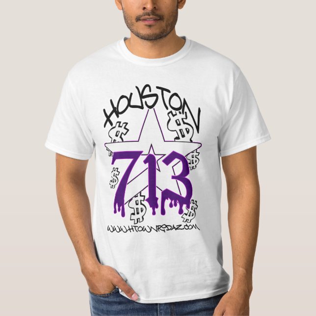 H-TOWN RIDAZ SOM BEKLÄR - HOUSTON 713 PURP TEE (Framsida)