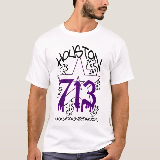 H-TOWN RIDAZ SOM BEKLÄR - HOUSTON 713 PURP TRÖJA (Framsida)