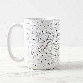 H Utskrift av inledande monogram vita diamanter Kaffemugg
