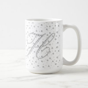 H Utskrift av inledande monogram vita diamanter Kaffemugg