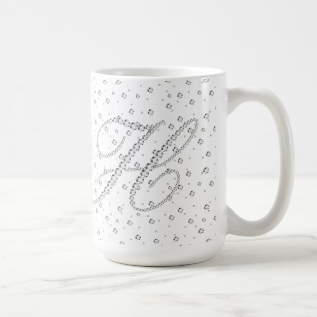 H Utskrift av inledande monogram vita diamanter Kaffemugg (Höger)