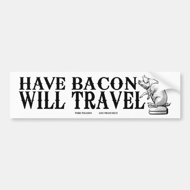 Ha Bacon Will Travel Bildekal (Framsidan)