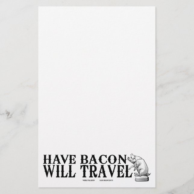 Ha Bacon Will Travel Brevpapper (Framsida)