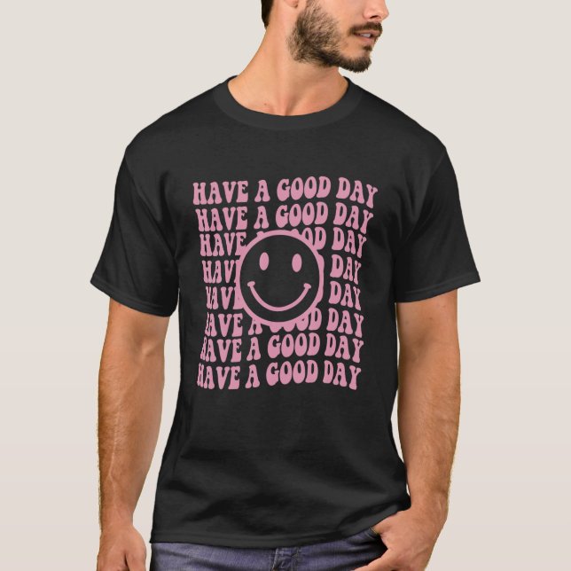 Ha Bra Dag Retro Smiley face Aesthetic T T Shirt (Framsida)