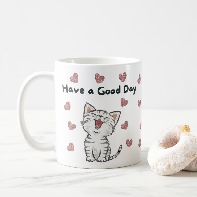 Ha Bra Day Mugg, Cute Cat Cooffee Kopp (Med munk)