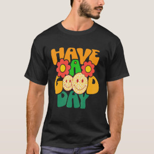 Ha Bra Day Retro Groovy Blommigt Smile Ansikte Wom T Shirt