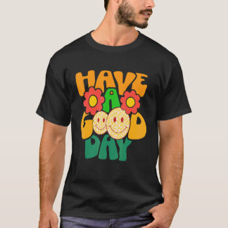 Ha Bra Day Retro Groovy Blommigt Smile Ansikte Wom T Shirt