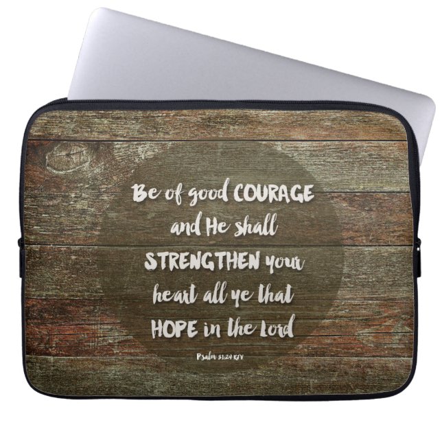 Ha Bra mod - Psalm 31:24 Mus Pad Laptop Sleeve (Framsidan)
