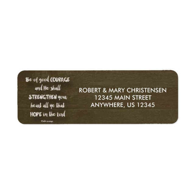 Ha Bra mod - Psalm 31:24 Returadress Etikett (Framsidan)